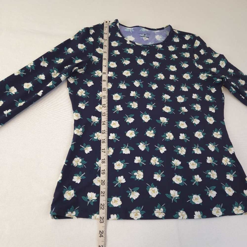 Draper James Land's End Women's Navy Floral Print Rash Guard Swim Top - Picture 12 of 12